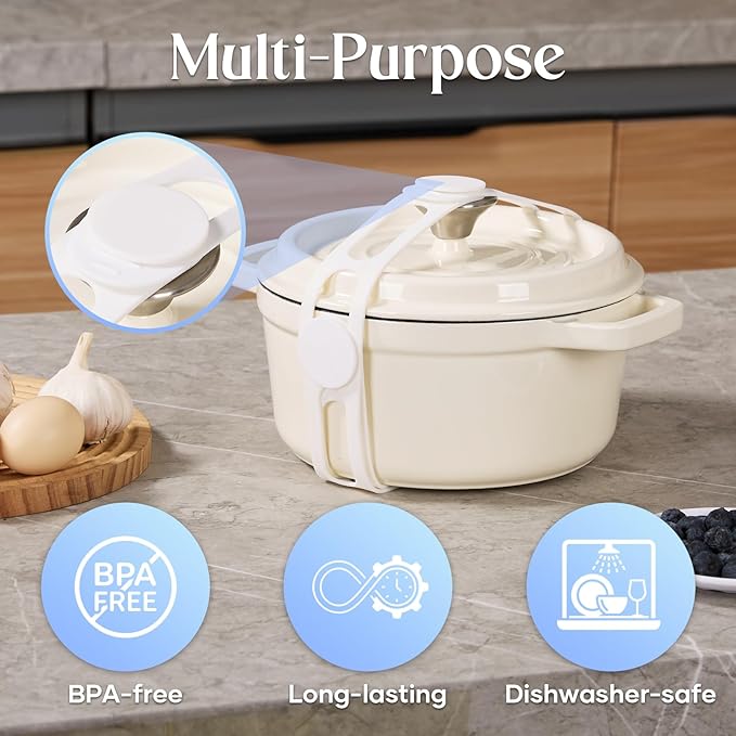 Silicone Latch Strap for Slow Cooker Lid, Pot & Food Storage - 2-Pack White, Reusable Universal Lid Lock & Adjustable Silicone Straps for Cooking