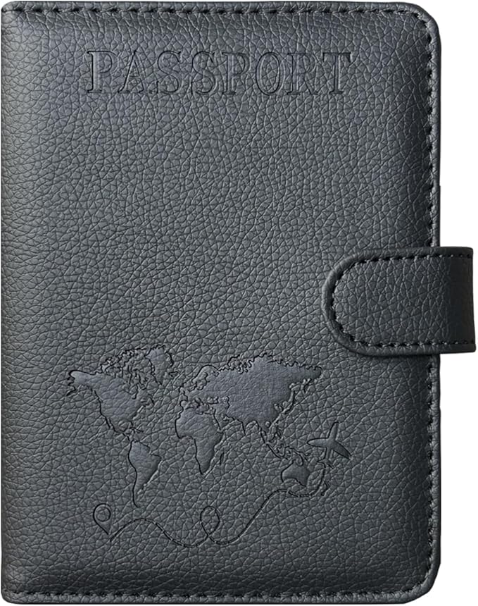 ACdream Passport Holder for Travel Essentials, Rfid Blocking Passport Wallet Cover Case for Travel Must Haves Accessories, Book Holders for Women & Men- Black