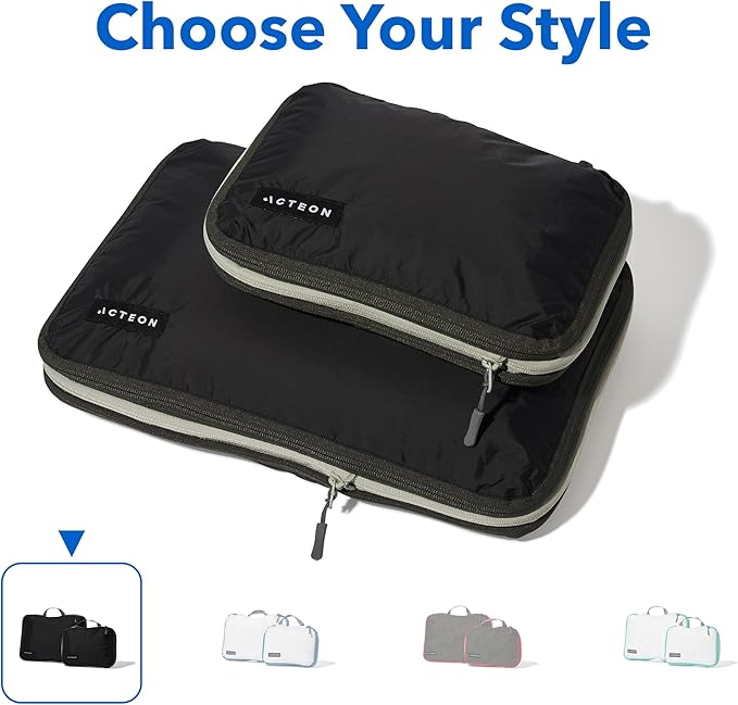 Acteon Compression Packing Cubes - 2 Pack Clean Dirty Separate Zipper - Lightweight Travel Packing Cubes for Luggage - Suitcase Organizer Travel Cubes - Large Small Laundry for Clothes Shoes Makeup