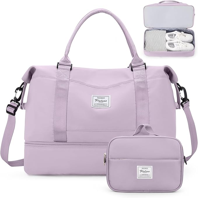 Weekender Bags for Women,Personal Item Travel Bag with Shoes Compartment,Overnight Travel Duffel Bag with Toiletry Bag