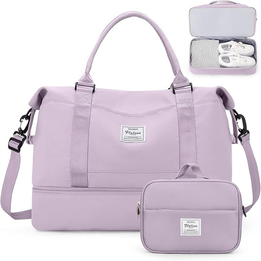 Weekender Bags for Women,Personal Item Travel Bag with Shoes Compartment,Overnight Travel Duffel Bag with Toiletry Bag