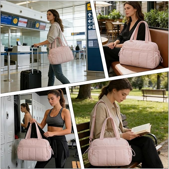 Mini Gym Bag for Women Girls, Crossbody Tote Bag with Wet Pocket, Water Resistant Travel Duffle Bag, Dance Workout Sport Bag, Pink (Pink, M)