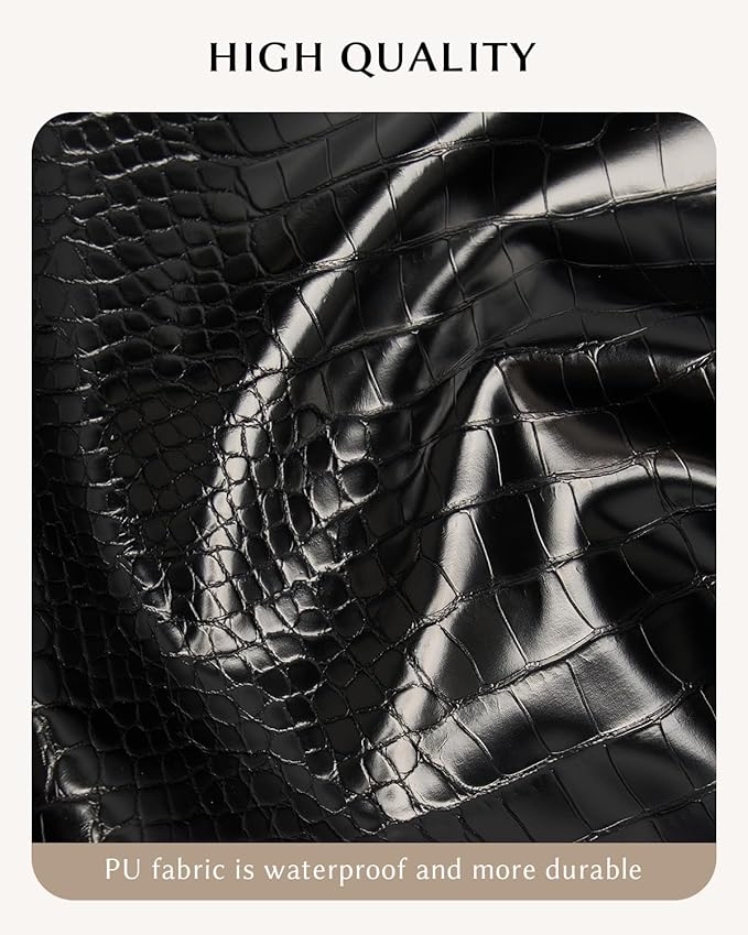 Make Up Bag, Cosmetic Organizer for Women, Waterproof Croc PU Leather Makeup Organizer with Divider and Handle Toiletry Bag Travel Bag (Croc Embossed, Black)