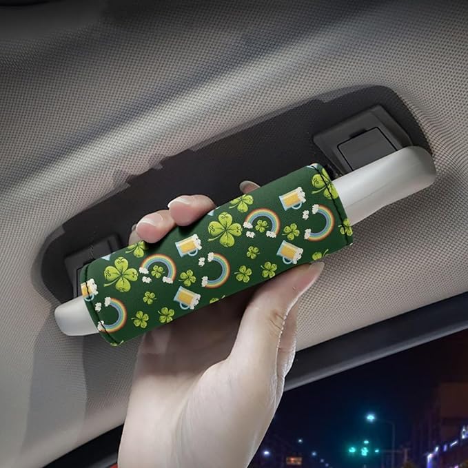 BIGCARJOB Novelty Leaf Print Luggage Handle Cover Set of 2 Pcs St. Patrick Decorative Suitcase Handle Sleeve Door Handle Wraps Travel Accessories Women Men Gifts
