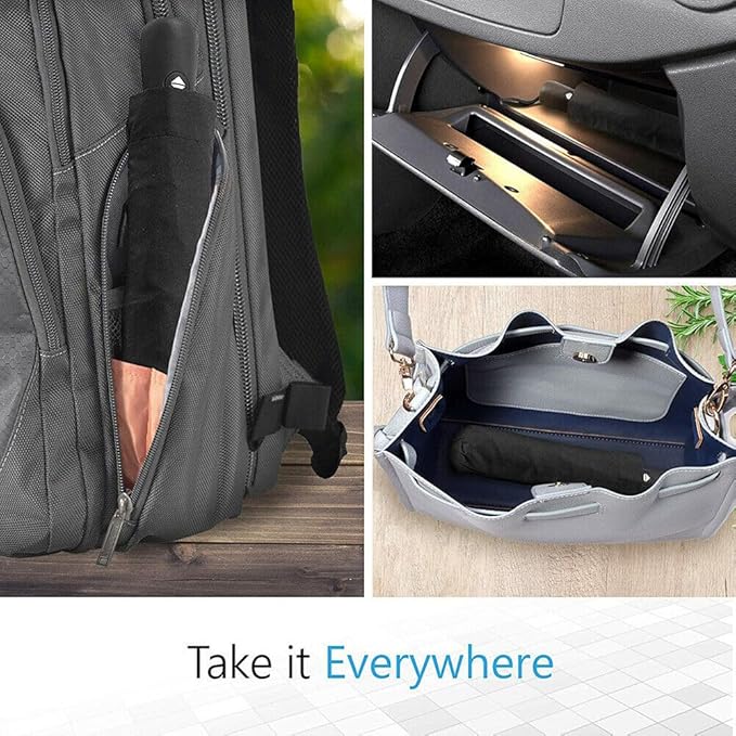 Windproof Travel Umbrella - Compact, Light, Full Automatic Open/Close - Folding Backpack Umbrella for Rain & Sun UV Preotection For Men & Women, Unbreakable 8 Fiberglass Ribs UK Design