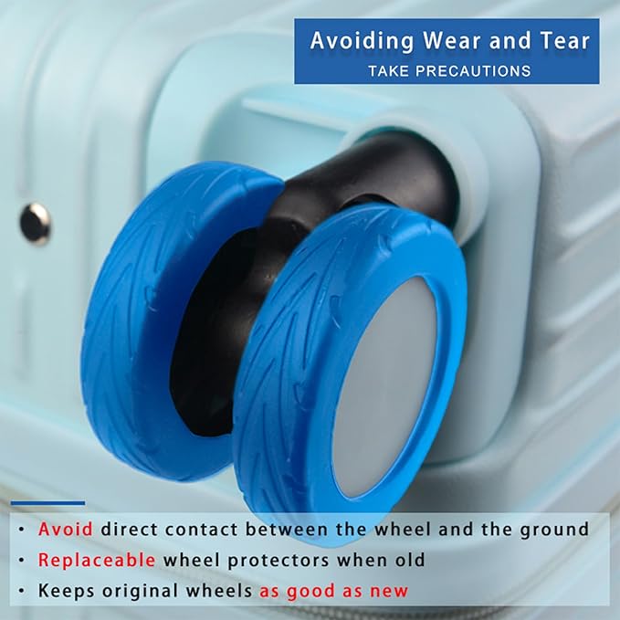 10 Pcs Upgrade Luggage Wheel Covers, Wear-Resistant, Noise-Reduction, Silicone Wheel Protective Covers for 2-2.4" Spinner Wheel, Carry-on Luggage Suitcases, Must Have Travel Accessories（Blue）