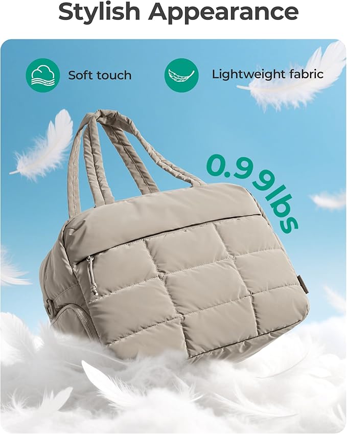 BAGSMART Gym Bag for Women, Carry on Travel Duffel Bag, Water-resistant Weekender with Shoe Compartment for Gym Travel Work, Camel, Medium