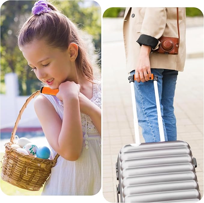 2Pack Luggage Handle Wrap for Suitcase Travel Essential Bright Orange Color Soft Luggage Identifiers for Suitcases Neoprene Material Comfortable Suitcase Handle Wraps for Traveling