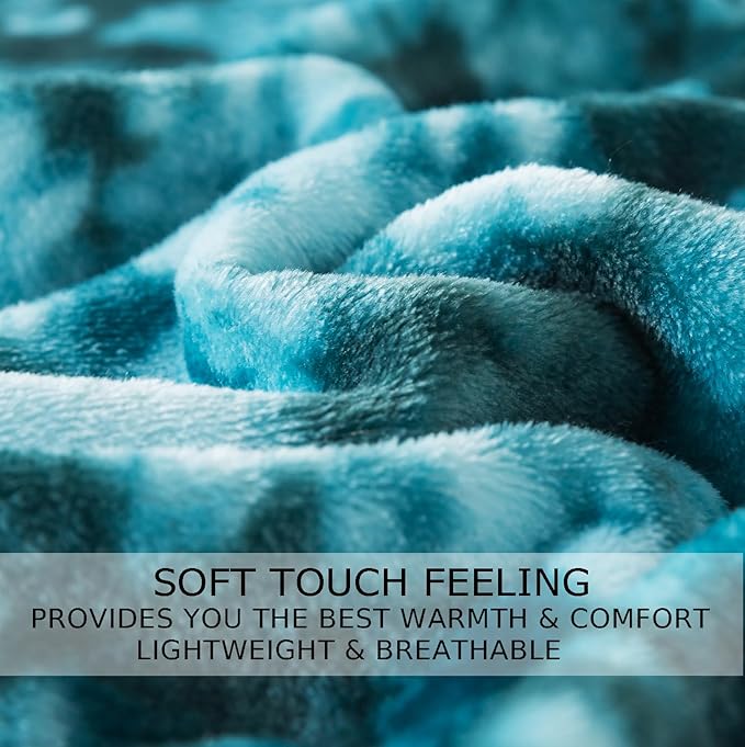 Fuzzy Blanket King Size - Teal, Soft and Comfy, Plush and Furry Faux Fur, Reversible Blankets for King Calking Bed, 90x108 Inches,Teal