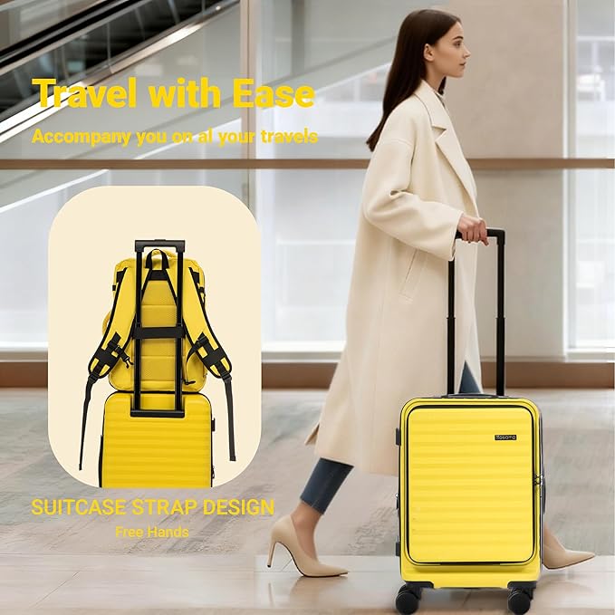 3 piece Luggage Set Expandable Suitcase 22x14x9 Airline Approved Carry on, Front Opening ABS Hard Case Suitcases with Spinner Wheels, TSA Lock