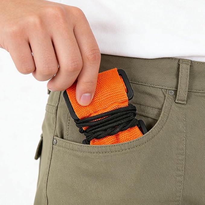Multi Use Strong Adjustable Luggage Connector Straps for Suitcases,4 Pack Flexible Luggage Accessories Elastic Fastening Bag Strap (Orange-4pcs)