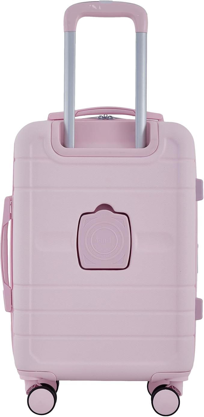 French Connection St. Martin Carry-On Luggage with Cup Holder/USB Ports, Pink A Boo