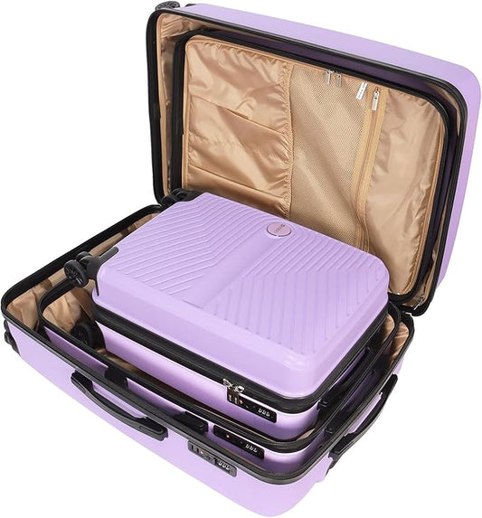 Luggage Set 3 Pieces -Suitcase Set - Luggage with Wheels - Check-in Luggage - PC + ABS Durable Suitcase Rotating Silent Wheels 3-Piece 20/24/28 (Taro Purple)