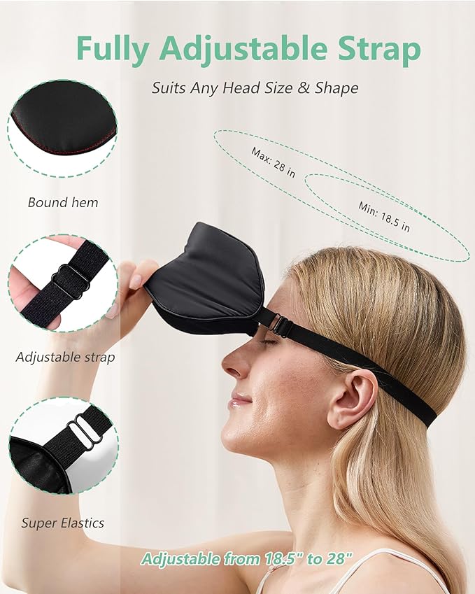 BeeVines 100% Real Mulberry Silk 2 Pack Sleep Mask, Pure Silk Eye Masks with Adjustable Strap for Sleeping, 100% Block Light Eye Shade Cover, Reduces Puffy Eyes Traveling Gifts(Black & Rich Purple)