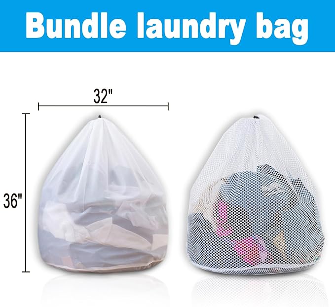 Extra Large Mesh Laundry Bags Washing Bag 6Pack Delicates Bag and Zipper Laundry Bag Jumbo for Washing Machine Large Mesh Bags for Blankets, Bedding, Coats, Toys (6PCS-XXXL)