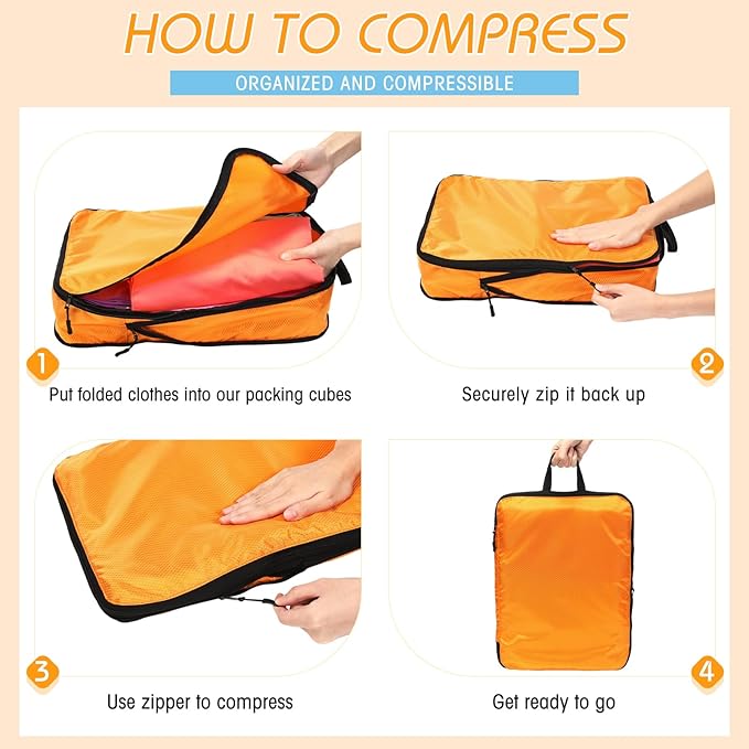 5 Pack Compression Packing Cubes for Travel Space Saving Cubes Luggage Organizer for Suitcase(Pastel,S)