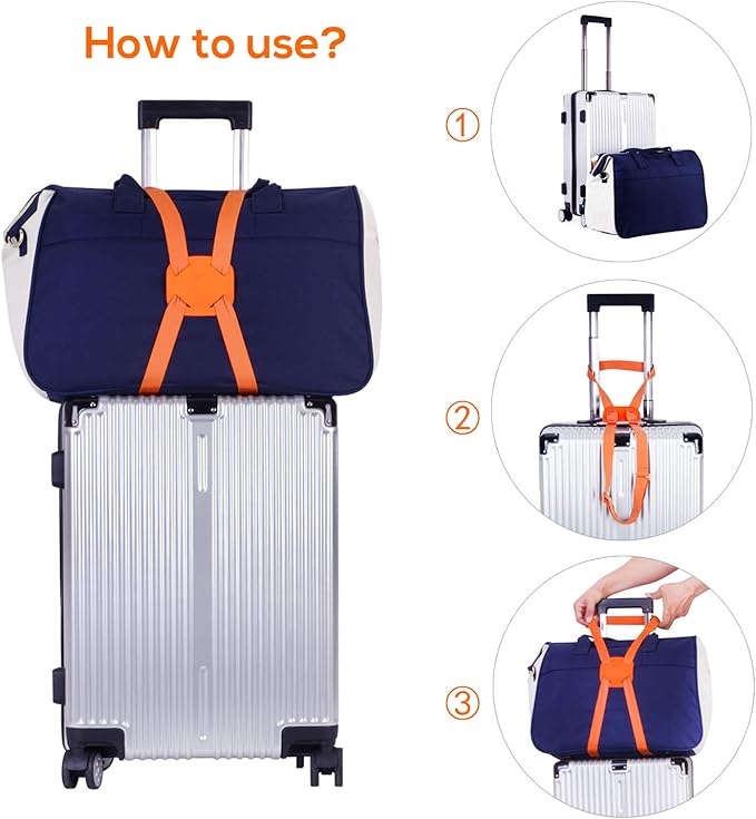 Luggage Straps Bag Bungees for Add a Bag Easy to Travel Suitcase Elastic Strap Belt (Black-R, M)