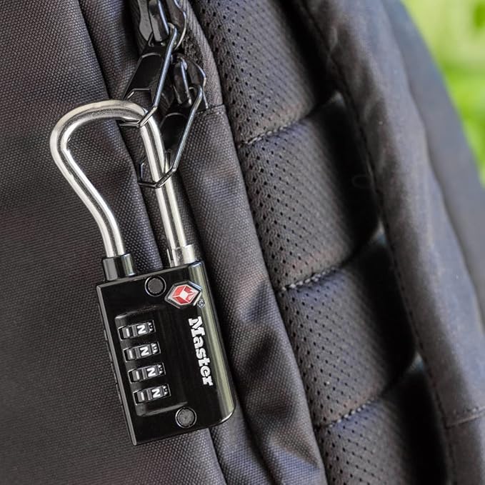Master Lock Padlock, Set Your Own Combination TSA Accepted Luggage Lock, 1-5/16 in. Wide, 4696D, Black