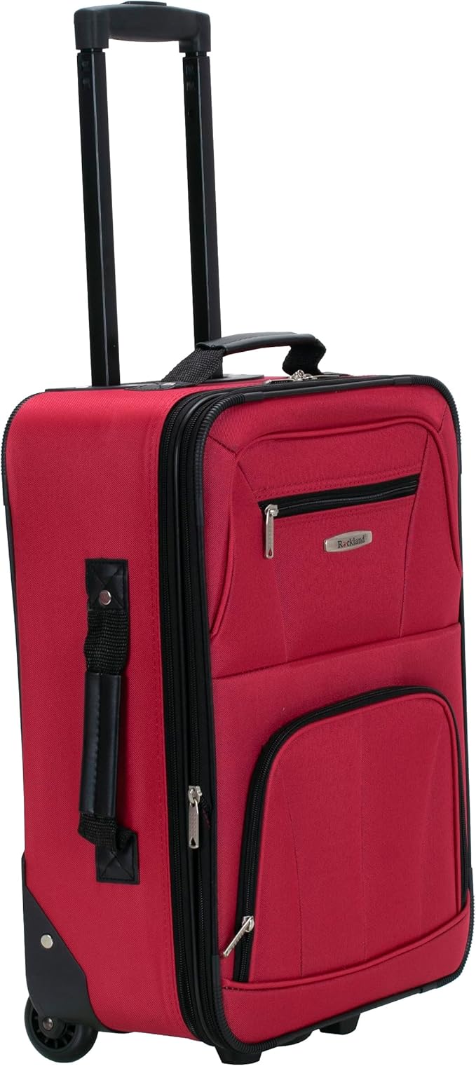 Rockland Fashion Softside Upright Luggage Set,Expandable, Red, 2-Piece (14/19)