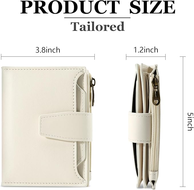 Airkit Small Wallet Women RFID Blocking Soft Leather Bifold Compact Card Holder Wallet for Women with Zipper Coin Pocket 4 ID Window