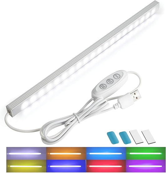 RGB Light Bar with Color Memory & Dimmable Brightness for Monitor/Desk, Under Cabinet Lights with 8 Colors & Dynamic Modes, Magnetic Installation for Kitchen, Room, Shelf, USB Powered
