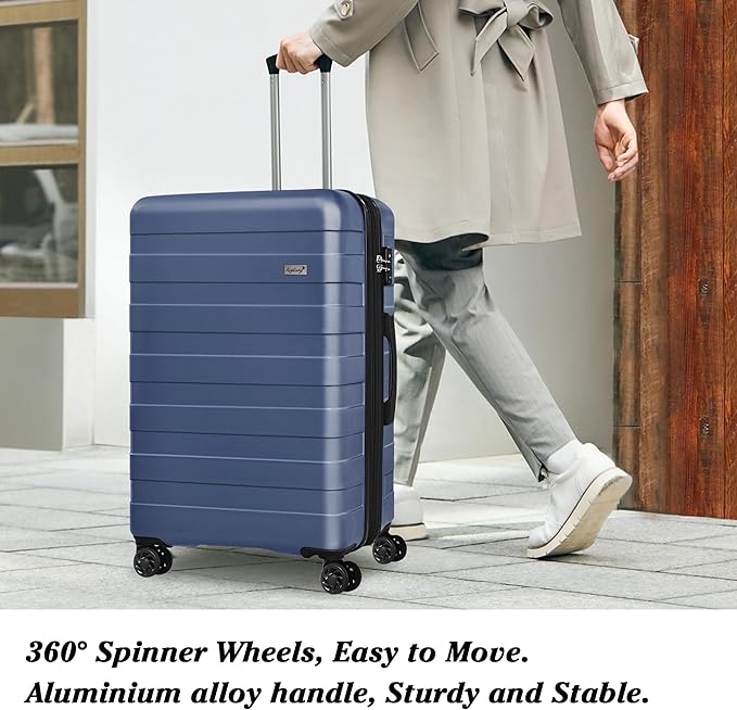 Zebra Luggage Sets 3 Piece, 20" Carry On Luggage with Spinner Wheels, Hardside Business Travel Suitcase Set with TSA Lock, Lightweight Suitcase,20/24/28 inch,Navy Blue