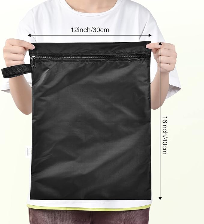OTraki 12x16 inch Wet Bag 2Pcs Waterproof Swim Bag for Wet Clothes Small Swimsuit Dirty Clothes Laundry Bag Travel Machine Washable for Gym Beach Pool Drying Do Not Exceed 176℉ Black