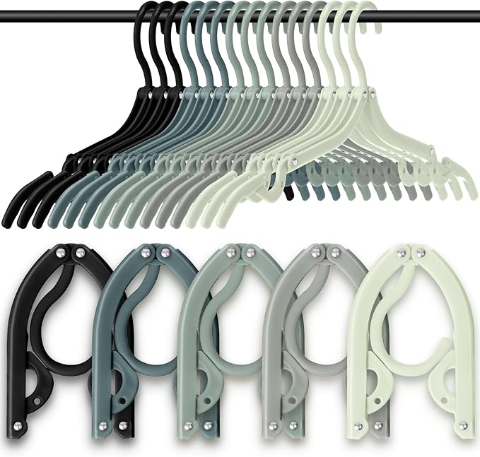 Teenyyou 15 Pcs Travel Hangers Cruise Ship Essentials Foldable Portable Plastic Vacation Hangers Non Slip Clothes Drying Rack Travel Accessories for Dormitory School Hotel Laundry (Vintage Color)