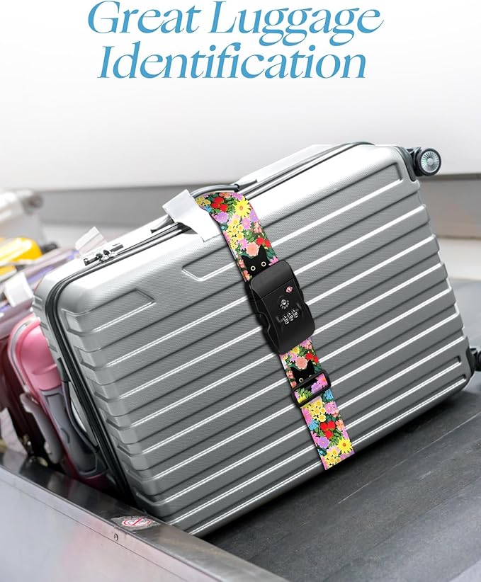 Slohif Luggage Straps TSA Lock for Suitcases - Travel Belt TSA Approved Accessories Luggage Identifiers Carry On Bag with Buckle Nylon Adjustable Band for Add a Bag Cat