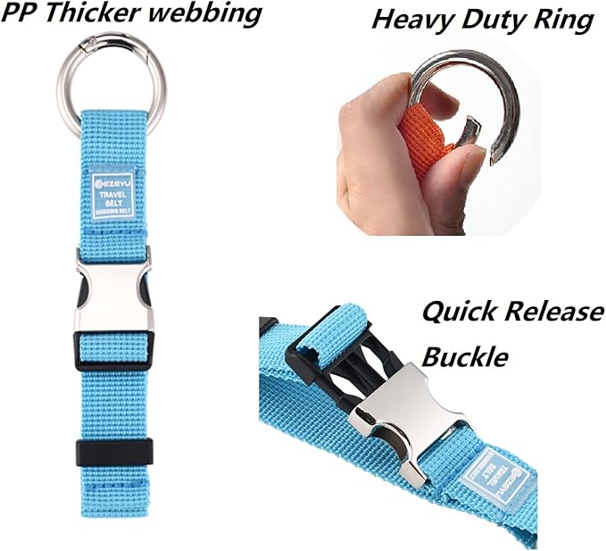 3PCS Heavy Duty Add a Bag Luggage Straps Jacket Gripper 3PCS Luggage Tag Suitcase TravelTags with Name ID Card,Carry-on Luggage Belt Baggage Suitcase Straps Belts Travel Accessories (Blue)