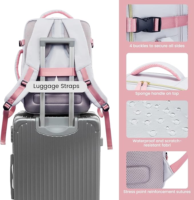 LOVEVOOK Travel Backpack for Women, 40L Carry On Backpack with 3 Packing Cubes,TSA Personal Item Travel Bag Airline Approved, Water Resistant Weekender Overnight Luggage Daypack, Fits 17 Inch Laptop