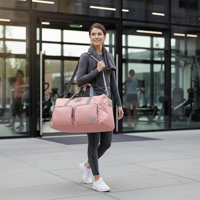 Lucky Travel Duffel Bags 85L, Gym Bag, Travel Bag & Large Duffle Bag for Men, Foldable Overnight Weekender Bags for Women & Men with Adjustable Shoulder Strap, Bridal Rose