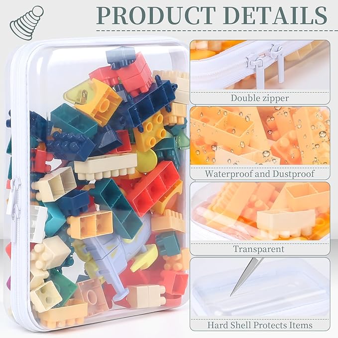 3 Pack Clear Hard Shell Zipper Case, Clear Zipper Pouches Waterproof Makeup Organizer & Travel Toiletry Bag, Diaper Bag Organizing Pouches, Plastic Pouch for Office Home Storage, Large Size