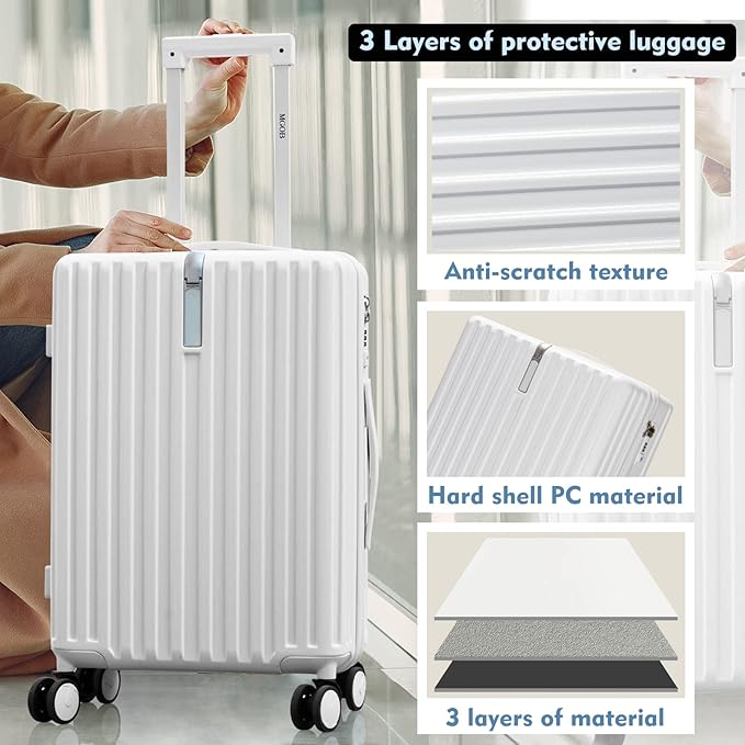 28 Inch Expandable Luggage with Wheels Checked Bag Luggage Hard Shell PC Suitcases Lightweight Travel Checked Luggage Large Suitcase with Lock for Woman Men Travel