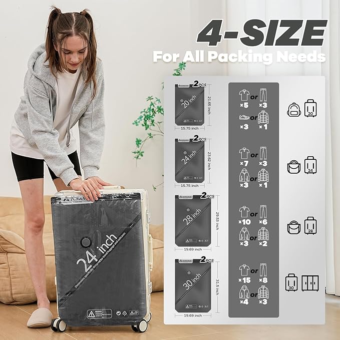 Vacuum Storage Bags for Travel with Wireless Rechargeable Air Pump, 8 Pack Travel Essentials Space Saver Compression Bag for Luggage, Suitcase, Backpack, Vacuum Seal Bags for Home Storage Clothing