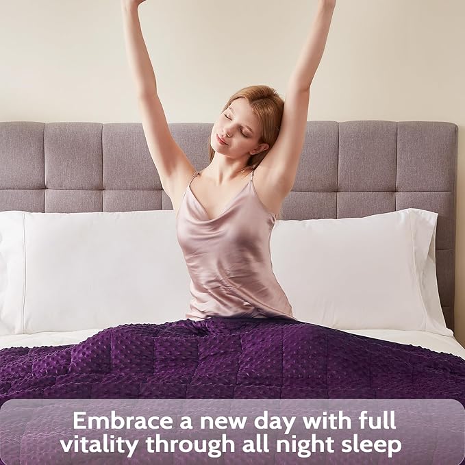 L'AGRATY Weighted Blanket - 40"x60" 7lbs Minky Dots Heavy Blanket with Glass Beads Soft Breathable for All-Season Summer Fall Winter Thick Comfort for Sleeping