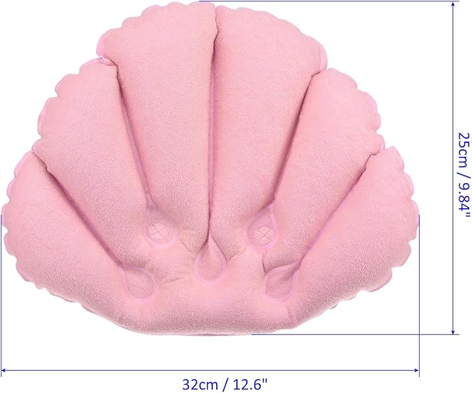 2 Pack Inflatable Bath Pillow - Ultralight Inflatable Compressible Pillow with Suction Cups, Neck Support, Apply to Bathtub (Pink)