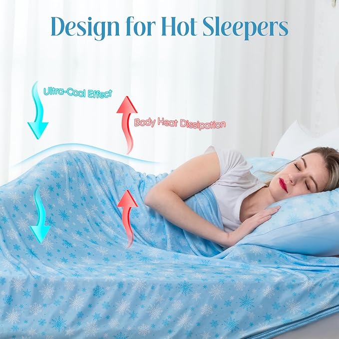 OIGAE Cooling Blanket for Hot Sleepers - Soft & Lightweight Summer Cold Blanket for Night Sweats | Perfect for Bed, Couch, Sofa (Blue, King 90" x 108")