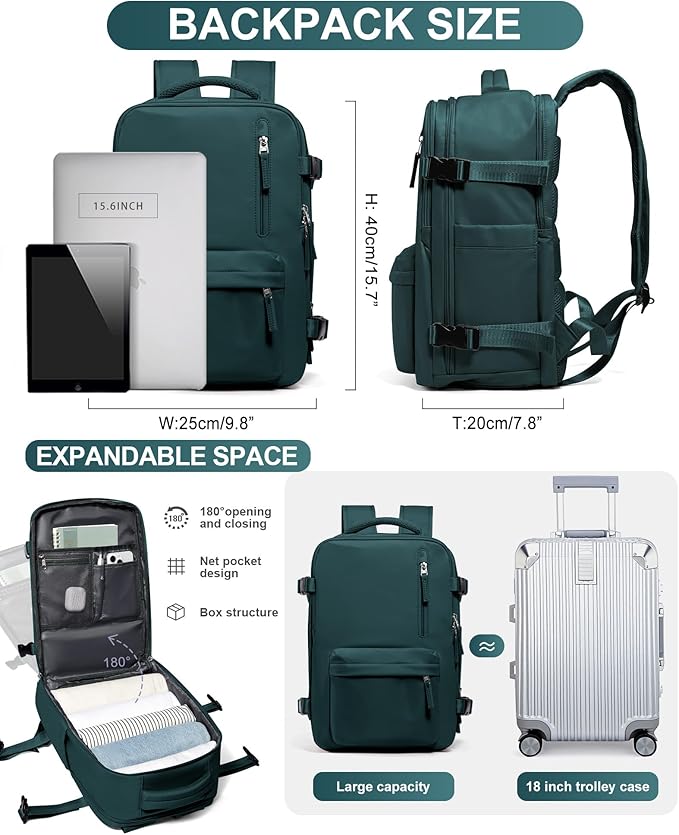 WONHOX Large Travel Backpack Carry on Flight Approved Laptop Work Business Backpack for Women Men Mochila de Viaje