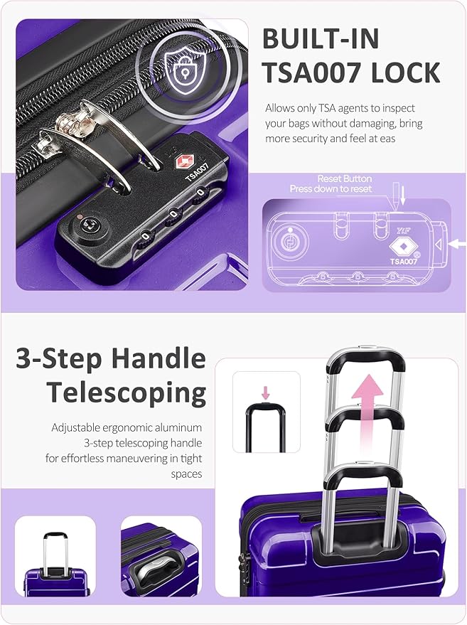 Tolino Carry on Luggage Checke Airline Approved,24 Inch Hardside Suitcase with Wheels TSA Lock, PC+ABS Lightweight Carry on Suitcases for Women and Men