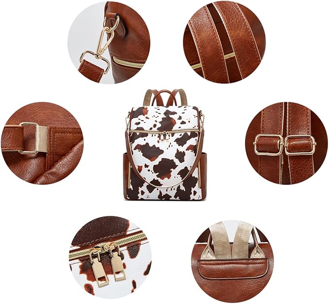 Makes Backpack Purse for Women PU Leather Travel Satchel Handbag Convertible Design Bag with Purse 2 Piece