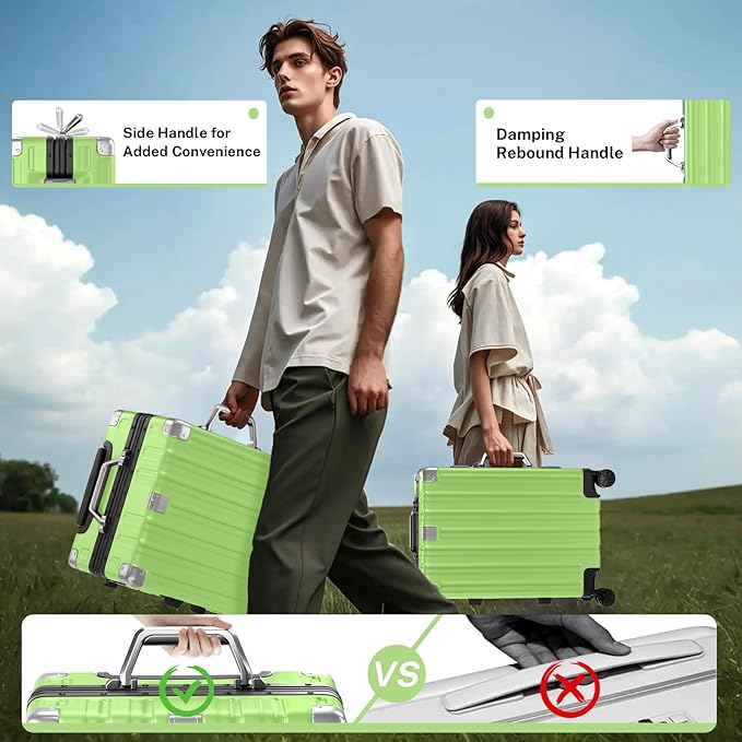 Krute Aluminum Frame Luggage 28 Inch Checked Suitcase with Spinner Wheels TSA Approved No Zipper Hard Shell Luggage PC+ABS Travel Suitcase