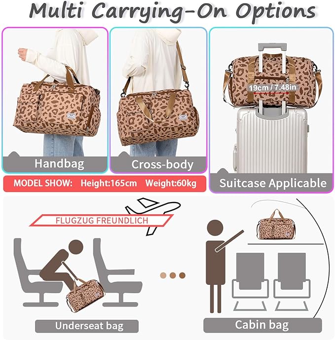FIORETTO Women's Gym Duffle Bag with Shoes Compartment, 30L Capacity, Ideal for Travel, Gym, Sports, Duffel, Weekender