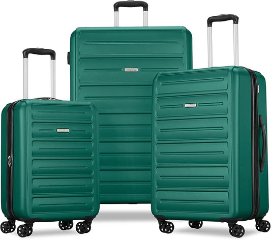 American Tourister Westridge Hardshell Luggage Set - 3 Piece Set - 20" Carry-On, 24” & 28” Checked Luggage Set with 360° Spinner Wheels - Expandable Suitcases for Extended Travel - Malachite Green