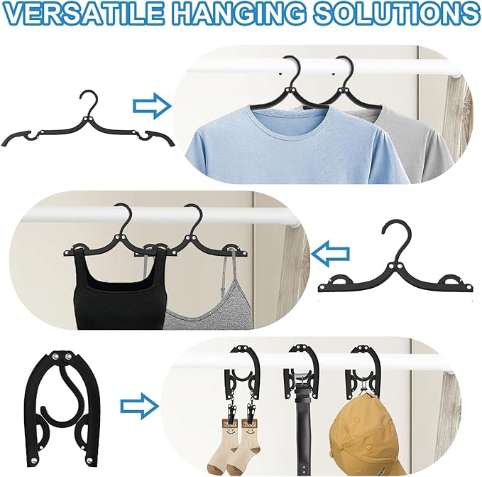 30 Pack Foldable Travel Hangers with 20 Clips - Cruise Essentials 2025 Lightweight Portable Collapsible Plastic Hangers Travel Must Haves for Suitcase, Flying, Camping, Hotel, RV
