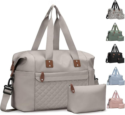 Travel Duffle Bag, Waterproof Weekender Overnight Hospital Bags for Women Men with Toiletry Bag Lightweight Carry on Personal Item Duffle Gym Bag for Travel, Airplanes, Sports