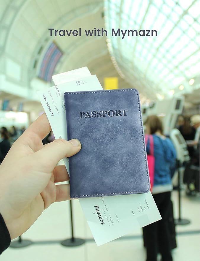 Passport Holder Passport Case Travel Wallet with Vaccination Card Holder Passport Cover with RFID Blocking Clear Pocket For Photo