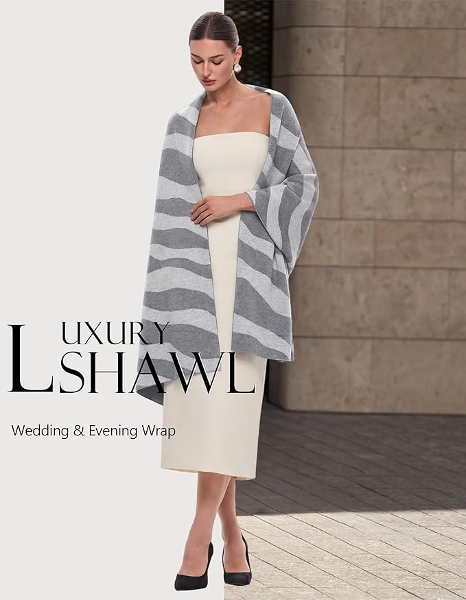 PULI Women's Pashmina Shawl Wraps for Evening Dress Large Scarf Blanket Long Wedding Bridal Winter Warm Shoulder Wrap