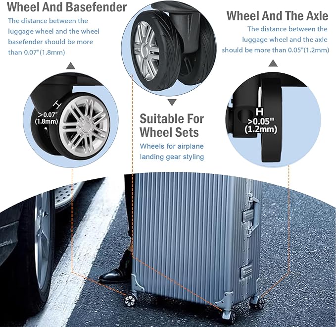 Upgrade Luggage Wheel Covers, 8pcs Suitcases Wheel Protector,Wear-Resistant, Anti-Noise, Silicone Protectors For 2-2.4"Luggage Spinner,Accessories for Travel (Orange)