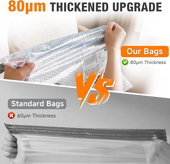 Space Saver Vacuum Storage Bags with Portable Electric Pump, Vacuum Seal Bags for Clothing Travel, Compression Bags for Travel & Home, Clothes, Blankets, Seasonal Storage, 12 Combo (4L/4M/4S)